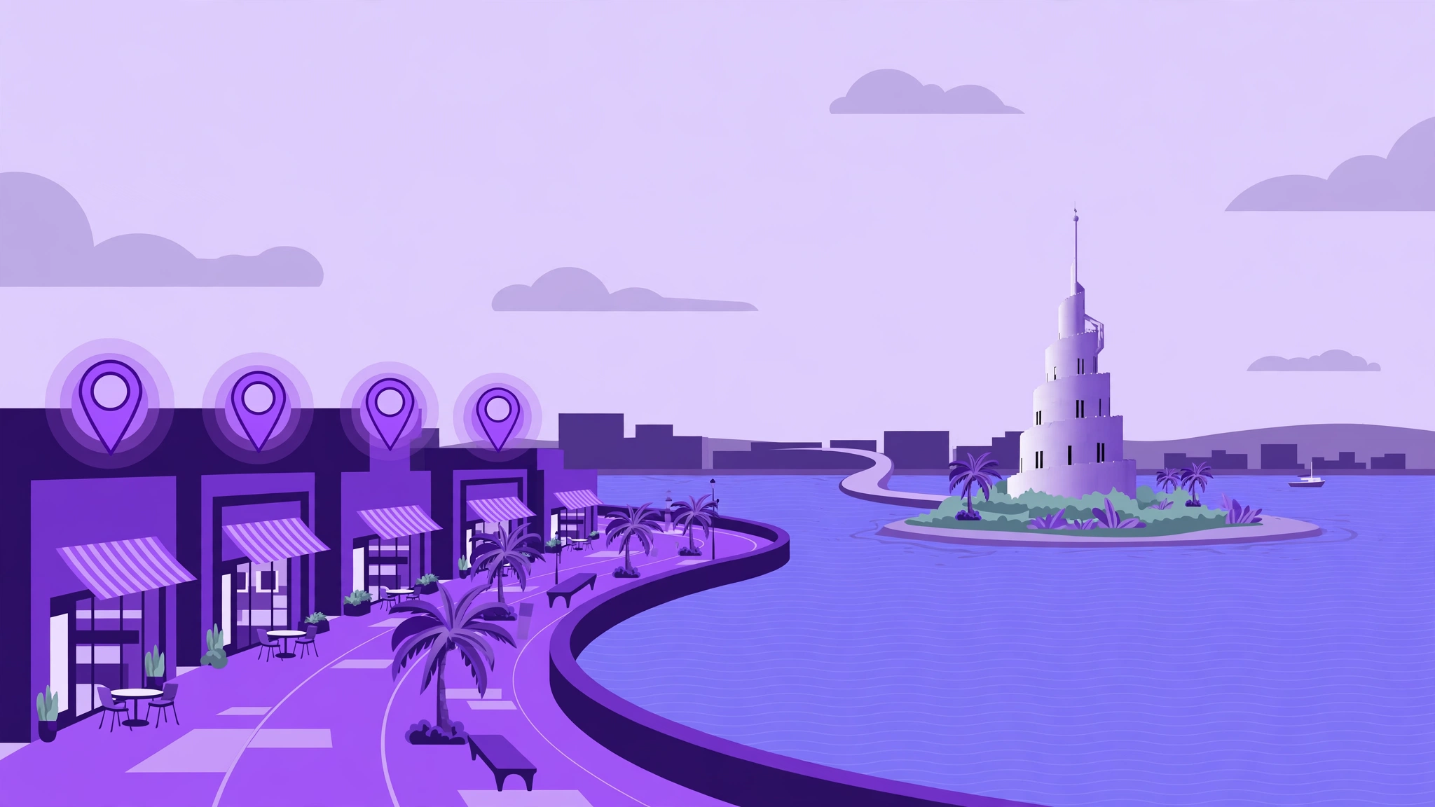 Local SEO services in Dammam — the Dammam Corniche with local businesses highlighted