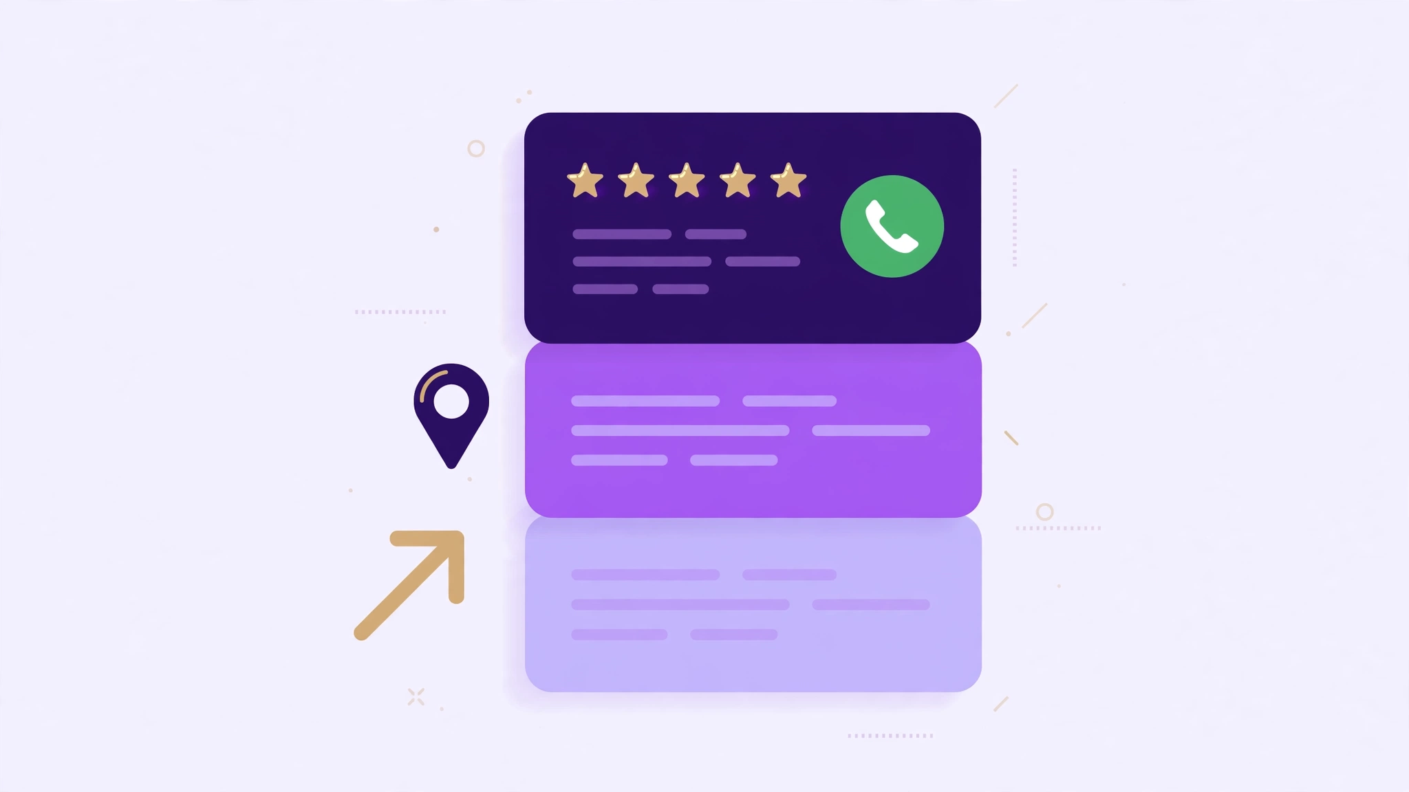 The Google map pack — three business listings with the top result highlighted, with star ratings